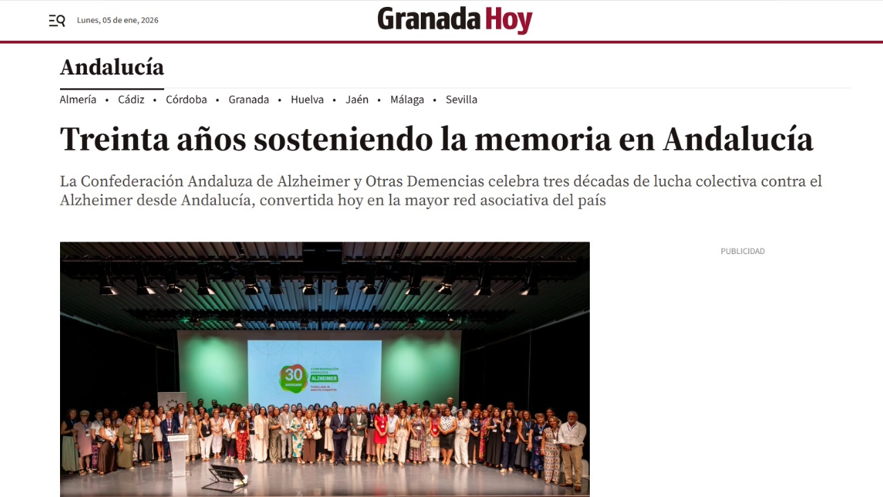 Granada Hoy, la cabecera del Grupo Joly en Granada, publica el reportaje sobre los 30 años de ConFEAFA